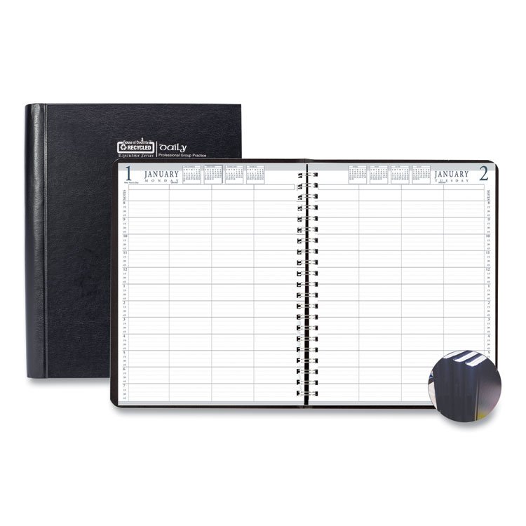 House of Doolittle Executive Series Four-Person Group Practice Daily Appointment Book, 11 x 8.5, Black Hard Cover, 12-Month (Jan to Dec): 2026 (HOD28292)