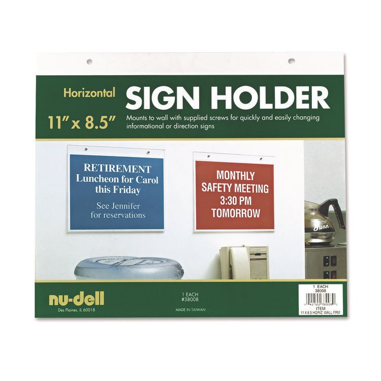 NuDell Acrylic Sign Holder, Horizontal, 11 x 8.5, Clear (NUD38008)