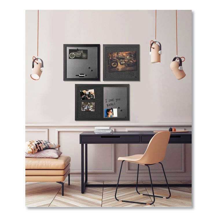 MasterVision Black Shadow Message Board Set, (1) Magnetic Dry Erase, (1) Bulletin, (1) Dry Erase/Bulletin, Assorted Sizes, Assorted Colors (BVCSOR034)