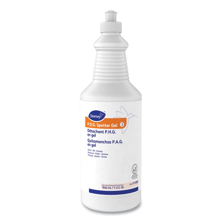 Diversey Paint, Oil and Grease Spotter Gel, Fruity Scent, 32 oz Squeeze Bottle, 6/Carton (DVO913888)