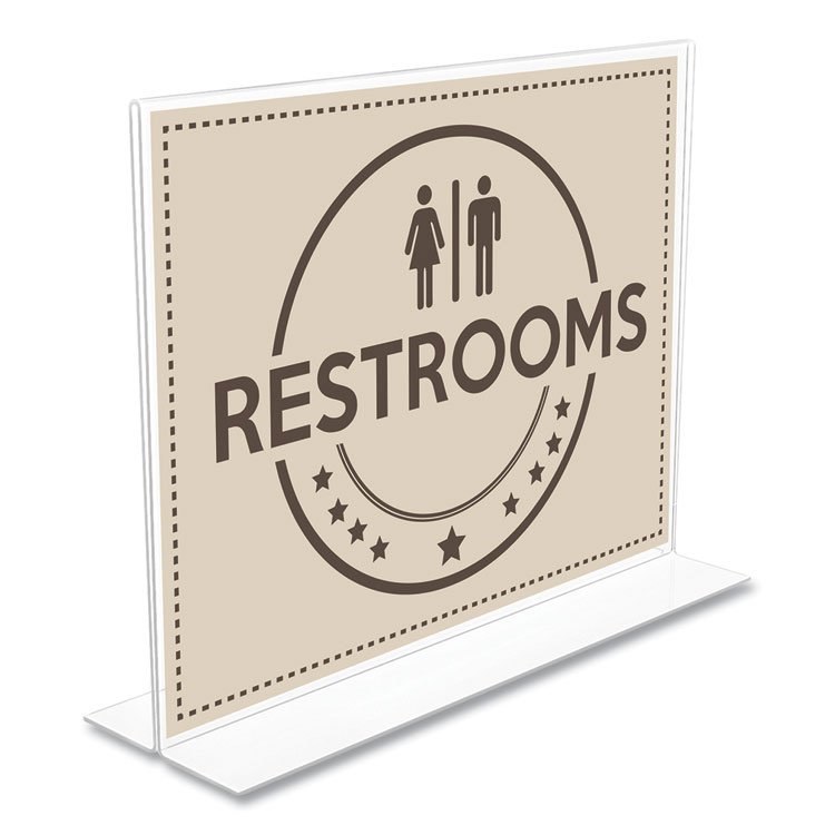 deflecto Anti-Glare Stand Up Double Sided Sign Holder, 8.5 x 11, Clear (DEF879301)