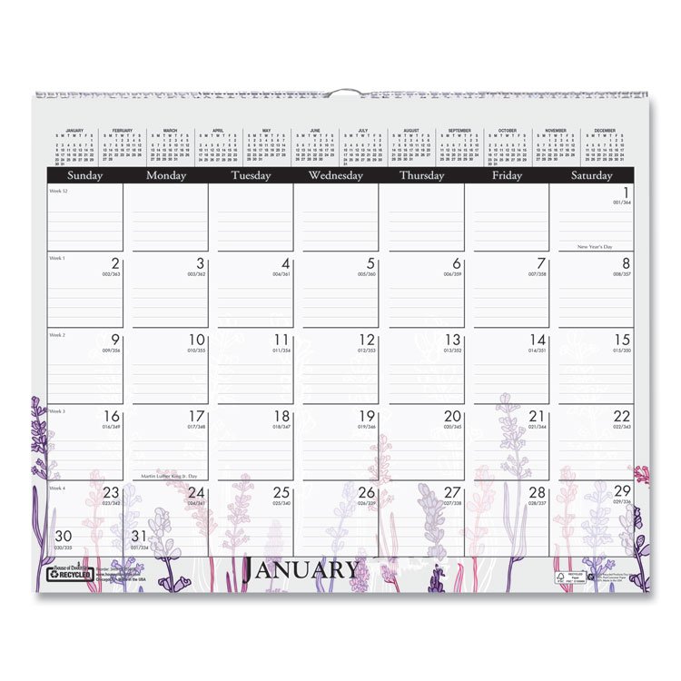 House of Doolittle Recycled Wild Flower Wall Calendar, Wild Flowers Artwork, 15 x 12, White/Multicolor Sheets, 12-Month (Jan to Dec): 2026 (HOD3469)