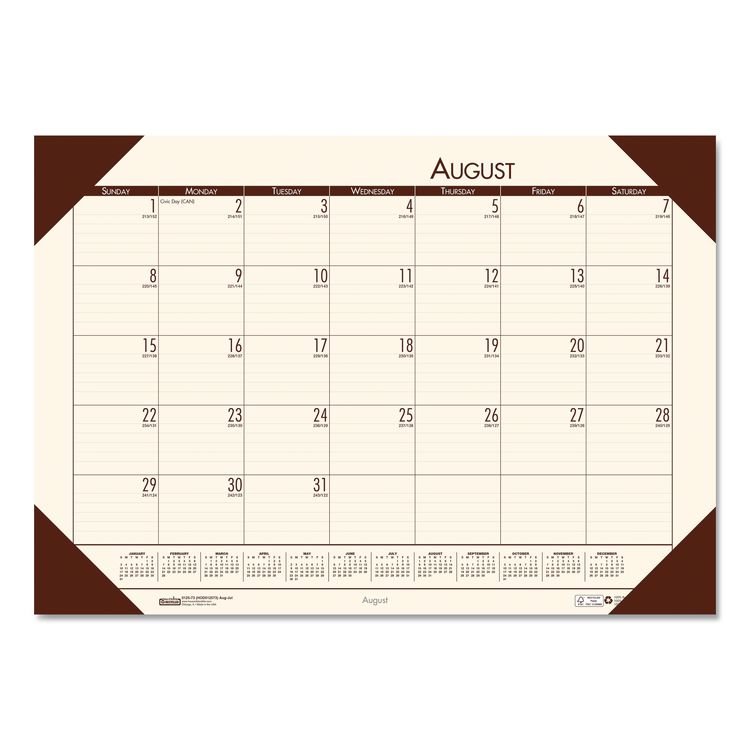 House of Doolittle EcoTones Recycled Academic Desk Pad Calendar, 18.5 x 13, Cream Sheets, Brown Corners, 12-Month (Aug to July): 2025 to 2026 (HOD012541)
