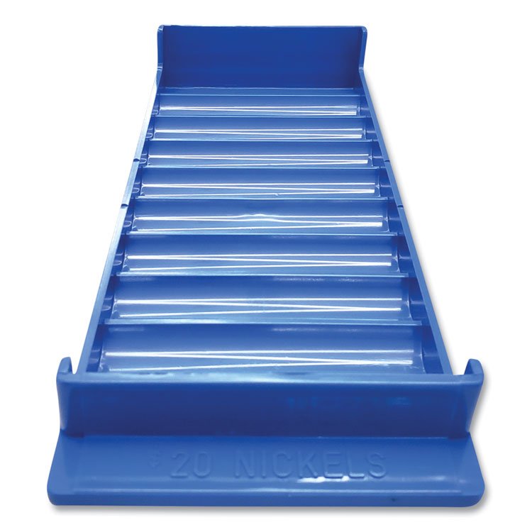 CONTROLTEK Stackable Plastic Coin Tray, 10 Compartments, Stackable, 3.75 x 10.5 x 1.5, Blue, 2/Pack (CNK560561)