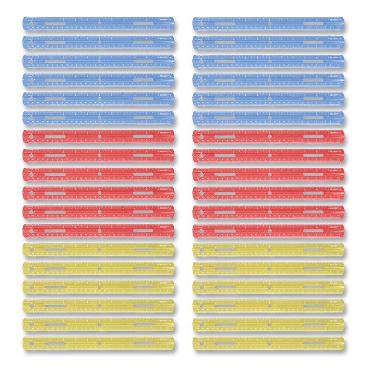 Westcott Plastic Ruler, Standard/Metric, 12" (30 cm) Long, Assorted Translucent Colors (ACM17722)