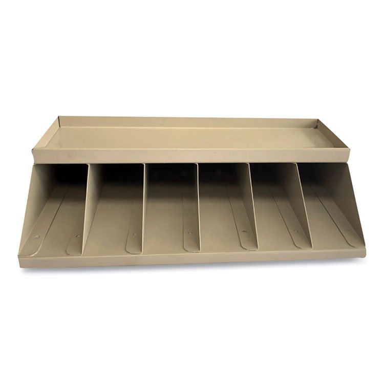 CONTROLTEK Coin Wrapper and Bill Strap Single-Tier Rack, 6 Compartments, 10 x 8.5 x 3, Steel, Pebble Beige (CNK500014)