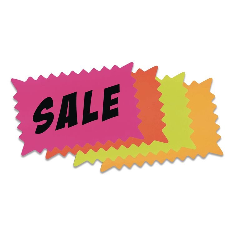 COSCO Write-On “Do It Yourself†Sign, Rectangular Burst, Die-Cut Paper, 10.13 x 6.38, Assorted Fluorescent Colors, 36/Pack (COS090251)