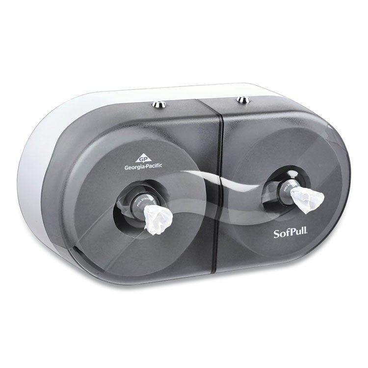 Georgia Pacific Professional SofPull Twin High-Capacity Center-Pull Bathroom Tissue Dispenser, 20.13 x 7 x 10.75, Smoke (GPC56509)