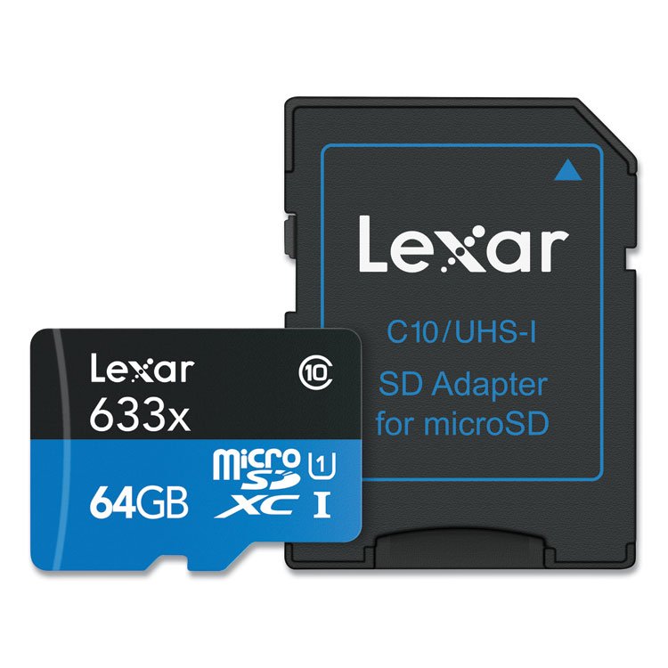Lexar microSDXC Memory Card, UHS-I U1 Class 10, 64 GB (LXRMI64GBBNL633)