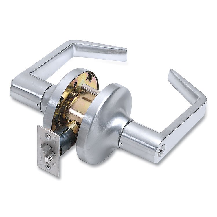 Tell Heavy Duty Commercial Entry Lever Lockset, Satin Chrome Finish (PFQCL100150)