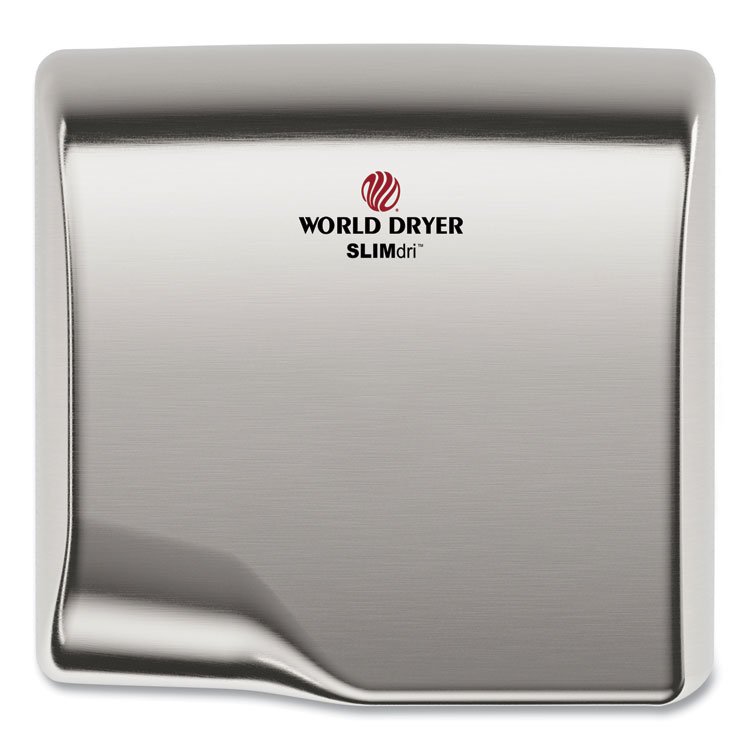 WORLD DRYER SLIMdri Hand Dryer, 110-240 V, 13.87 x 13 x 7, Brushed Stainless Steel (WRLL973A)