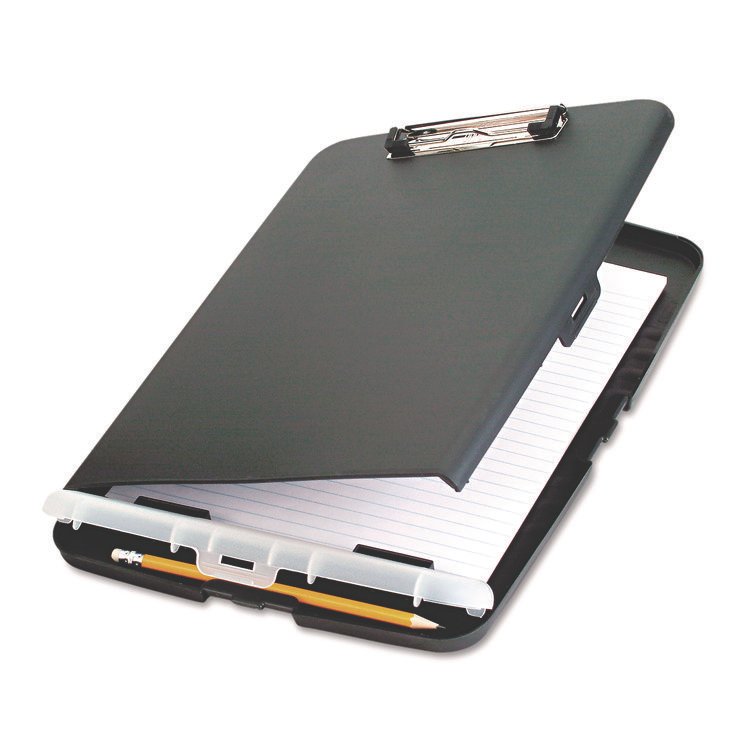 Officemate Low Profile Storage Clipboard, 0.5" Clip Capacity, Holds 8.5 x 11 Sheets, Charcoal (OIC83308)