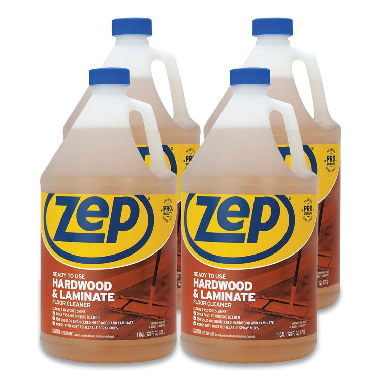 Zep Commercial Hardwood and Laminate Cleaner, Fresh Scent, 1 gal, 4/Carton (ZPEZUHLF128CT)