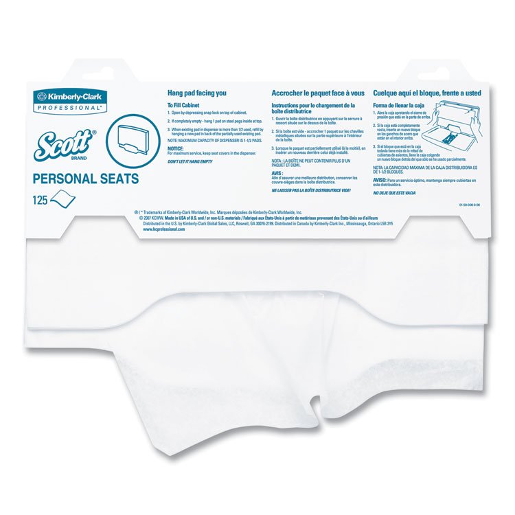 Scott Personal Seats Sanitary Toilet Seat Covers, 15 x 18, White, 125/Pack (KCC07410PK)