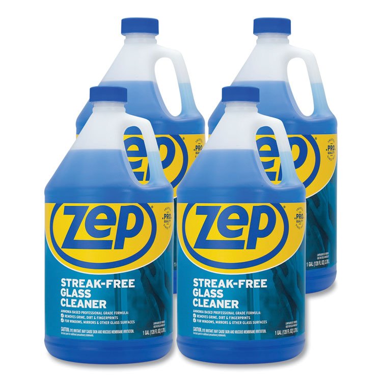 Zep Commercial Streak-Free Glass Cleaner, Pleasant Scent, 1 gal Bottle, 4/Carton (ZPEZU1120128CT)