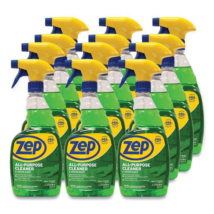 Zep Commercial All-Purpose Cleaner and Degreaser, Fresh Scent, 32 oz Spray Bottle, 12/Carton (ZPEZUALL32CT)