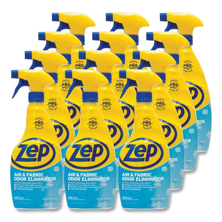 Zep Commercial Air and Fabric Odor Eliminator, Fresh Scent, 32 oz Bottle, 12/Carton (ZPEZUAIR32CT)