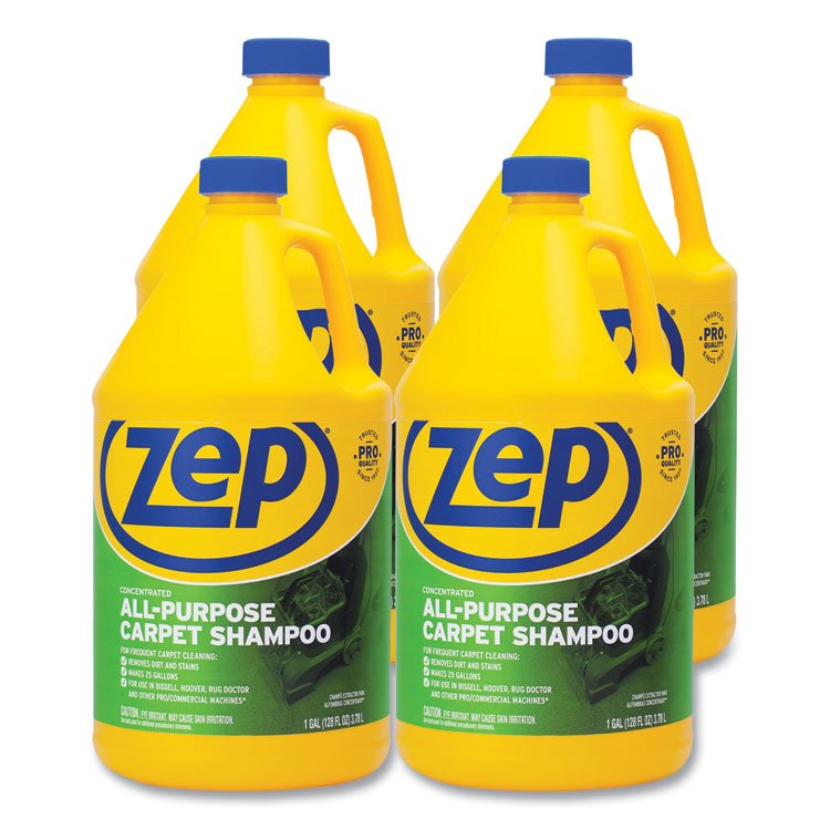 Zep Commercial Concentrated All-Purpose Carpet Shampoo, Unscented, 1 gal, 4/Carton (ZPEZUCEC128CT)