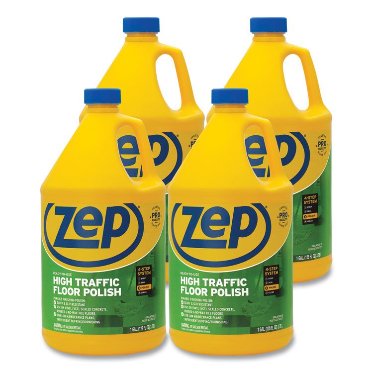 Zep Commercial High Traffic Floor Polish, 1 gal, 4/Carton (ZPEZUHTFF128CT)