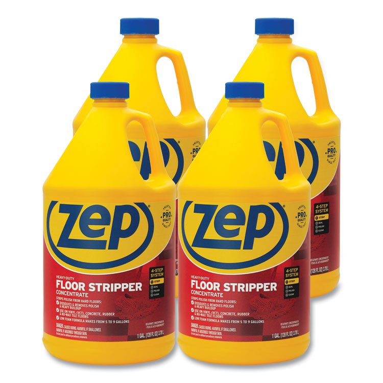 Zep Commercial Floor Stripper, Unscented, 1 gal, 4/Carton (ZPEZULFFS128CT)