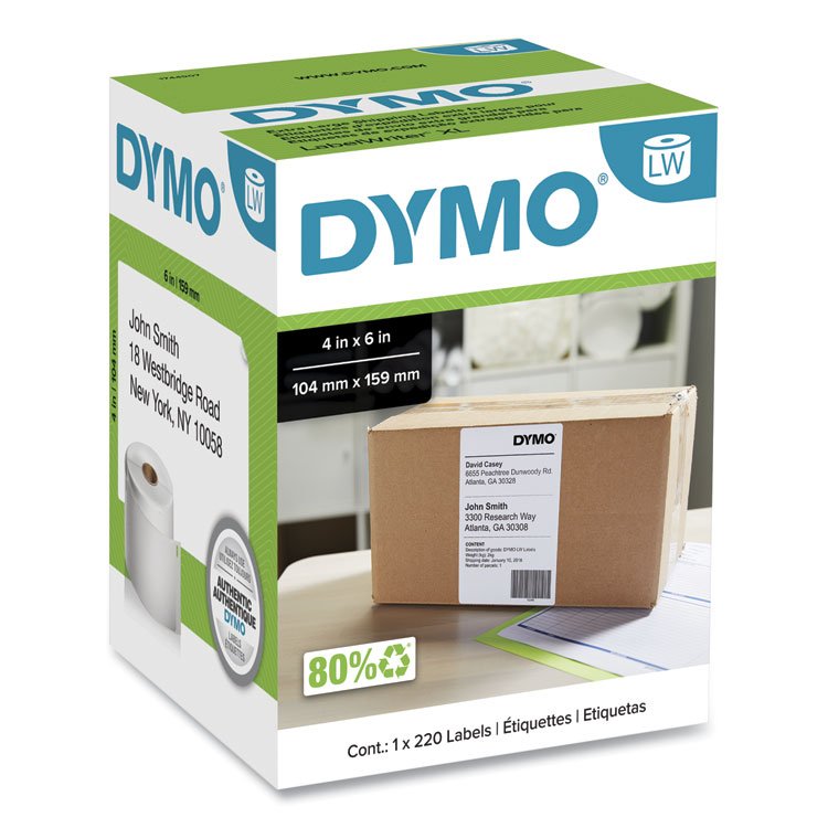DYMO LabelWriter Shipping Labels, 4" x 6", White, 220 Labels/Roll (DYM1744907)