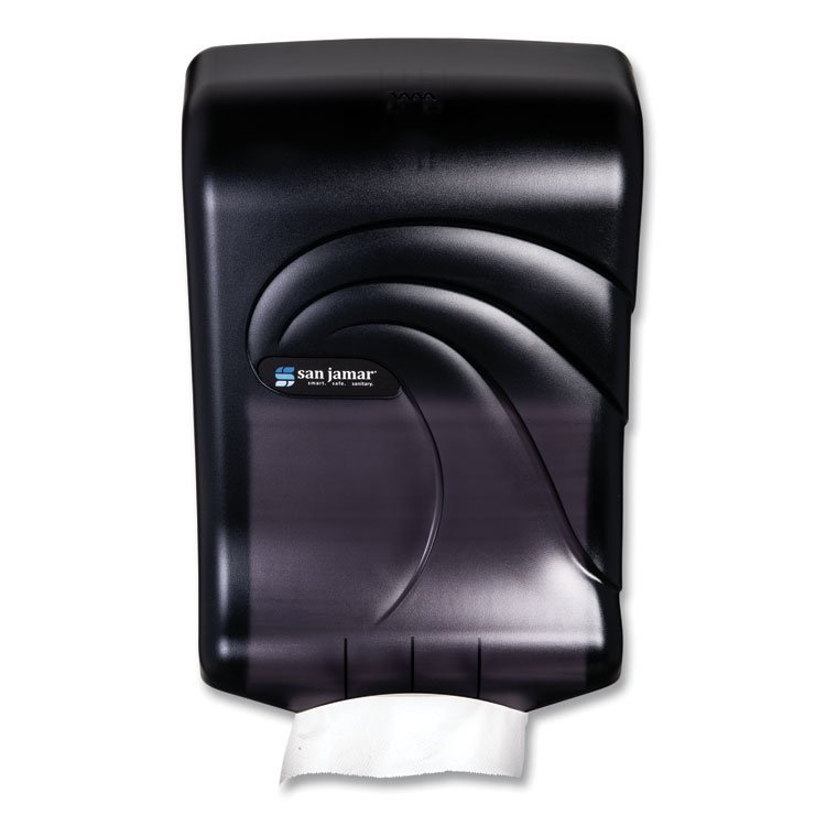 San Jamar Large Capacity Ultrafold Multifold/C-Fold Towel Dispenser, Oceans, 11.75 x 6.25 x 18, Transparent Black Pearl (SJMT1790TBK)