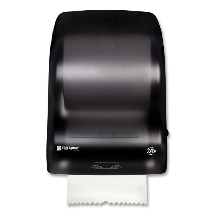 San Jamar Simplicity Mechanical Roll Towel Dispenser, 15.25 x 13 x 10.25, Black (SJMT7400TBK)