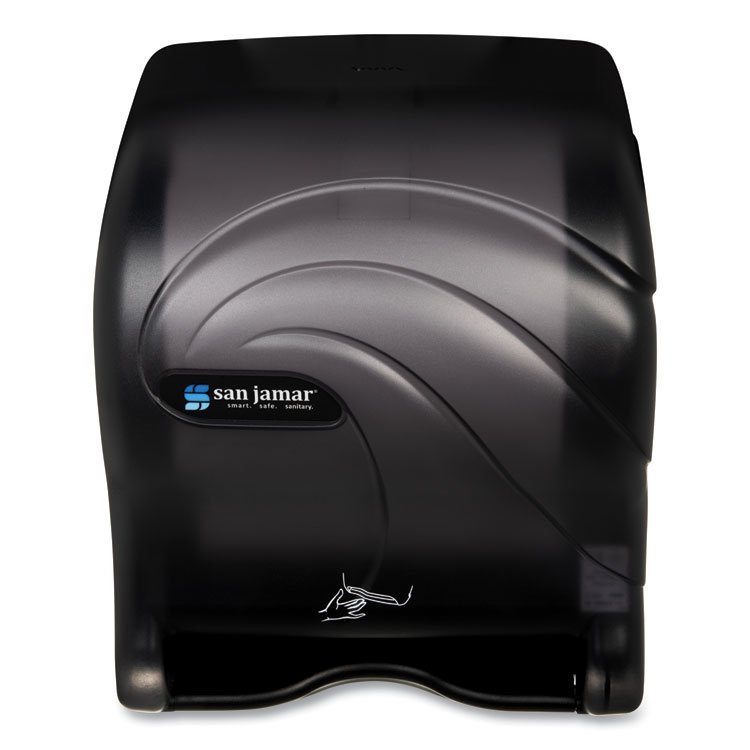 San Jamar Oceans Smart Essence Electronic Roll Towel Dispenser, 11.88 x 9.1 x 14.4, Black (SJMT8490TBK)