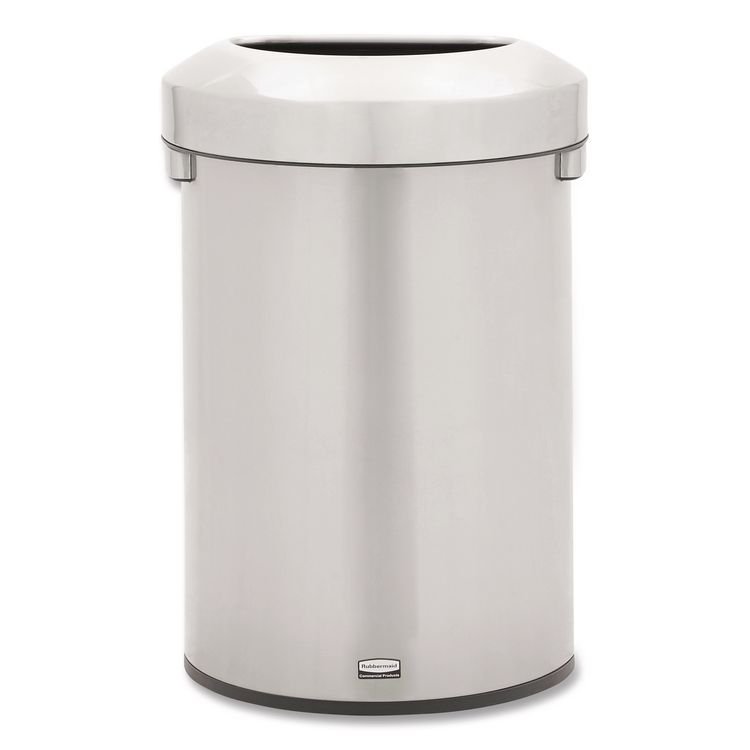 Rubbermaid Commercial Refine Series Half Round Waste Receptacle, 16 gal, Plastic/Stainless Steel (RCP2147550)