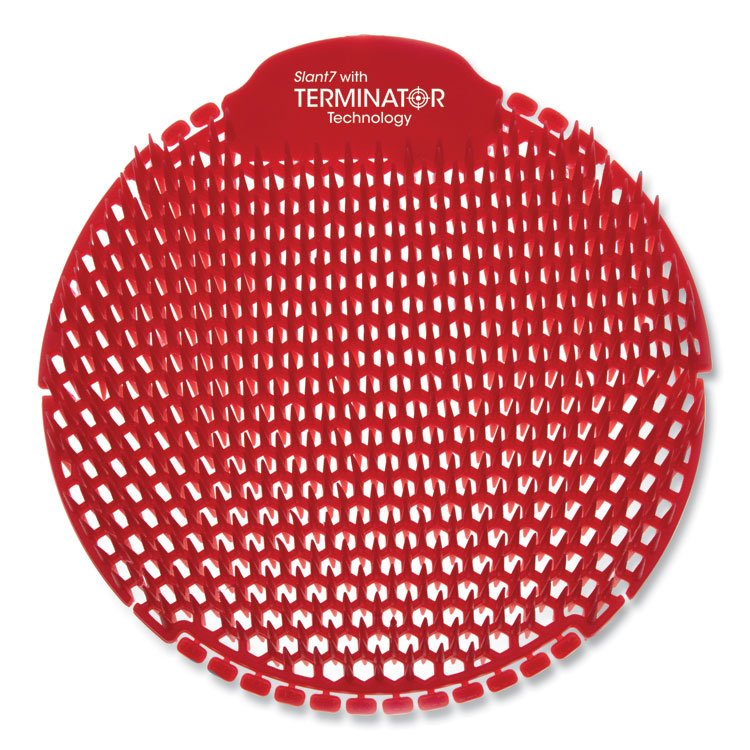 Fresh Products Slant7 with Terminator Urinal Screen, Forest Scent, Red, 5/Box (FRSS7TBX)