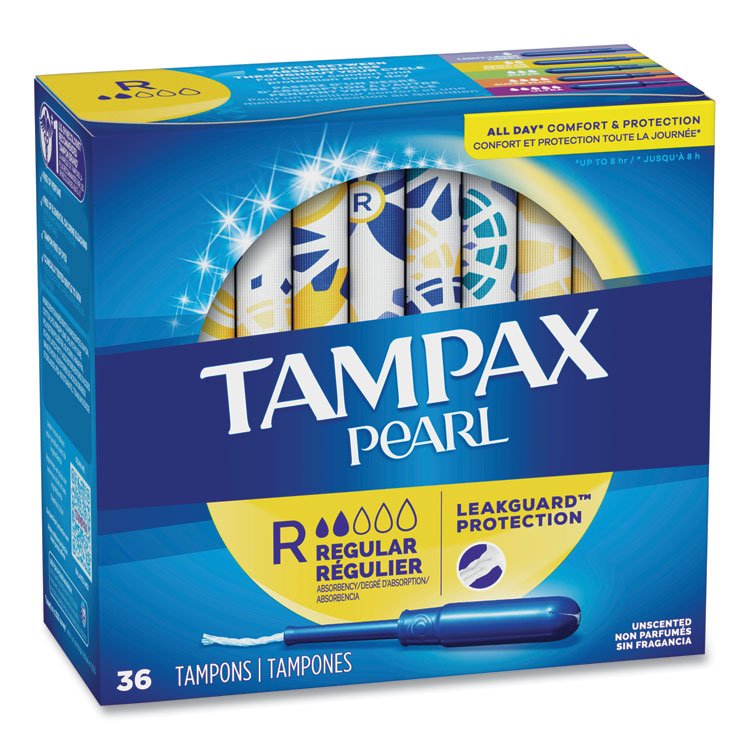 Tampax Pearl Tampons, Regular, 36/Box (PGC71127BX)