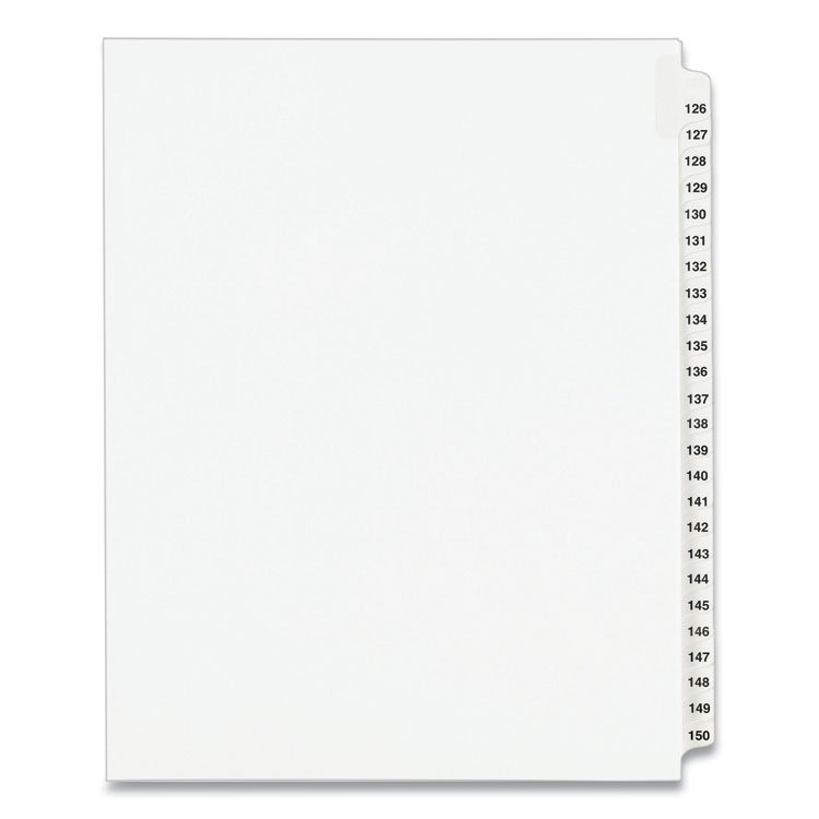 Avery Preprinted Legal Exhibit Side Tab Index Dividers, Avery Style, 25-Tab, 126 to 150, 11 x 8.5, White, 1 Set, (1335) (AVE01335)