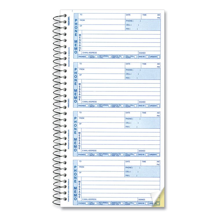 Rediform Telephone Message Book, Two-Part Carbonless, 5 x 2.75, 4 Forms/Sheet, 400 Forms Total (RED50076)