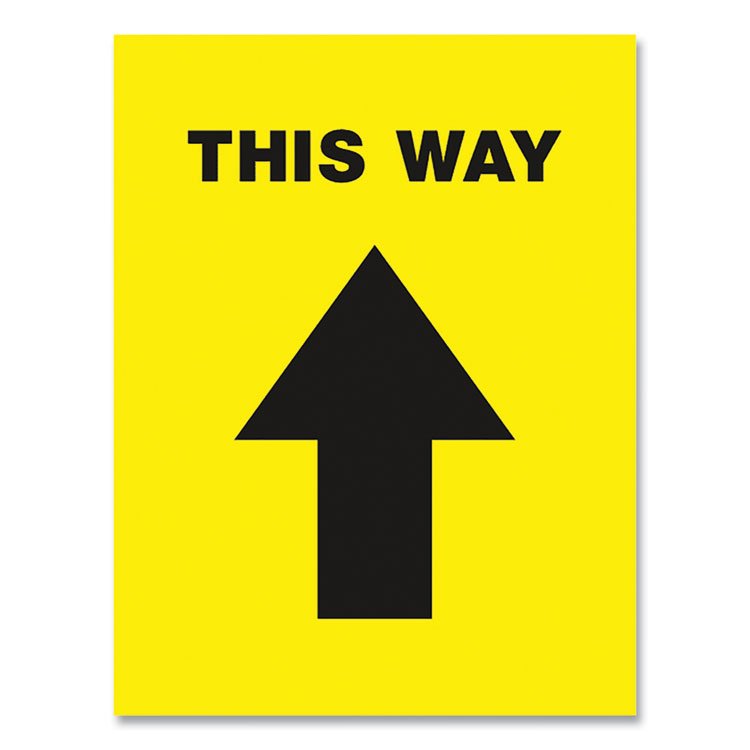 Avery Social Distancing Floor Decals, 8.5 x 11, This Way, Yellow Face, Black Graphics, 5/Pack (AVE83022)