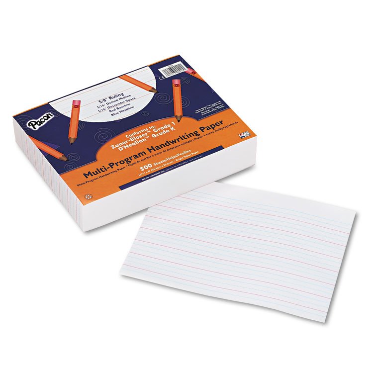 Pacon Multi-Program Handwriting Paper, 16 lb, 5/8" Long Rule, One-Sided, 8 x 10.5, 500/Pack (PAC2420)