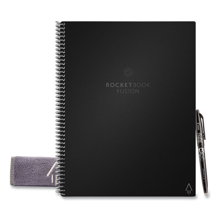 Rocketbook Fusion Smart Notebook, Seven Assorted Page Formats, Black Cover, (21) 11 x 8.5 Sheets (RKBEVRFLKA)