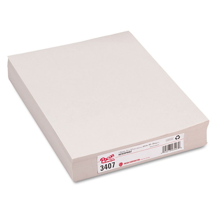 Pacon White Newsprint, 30 lb Newsprint Weight, 9 x 12, White, 500/Pack (PAC3407)