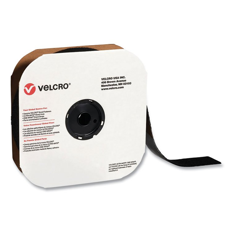 VELCRO Brand Sticky-Back Fasteners, Loop Side, 2" x 75 ft, Black (VEK191195)