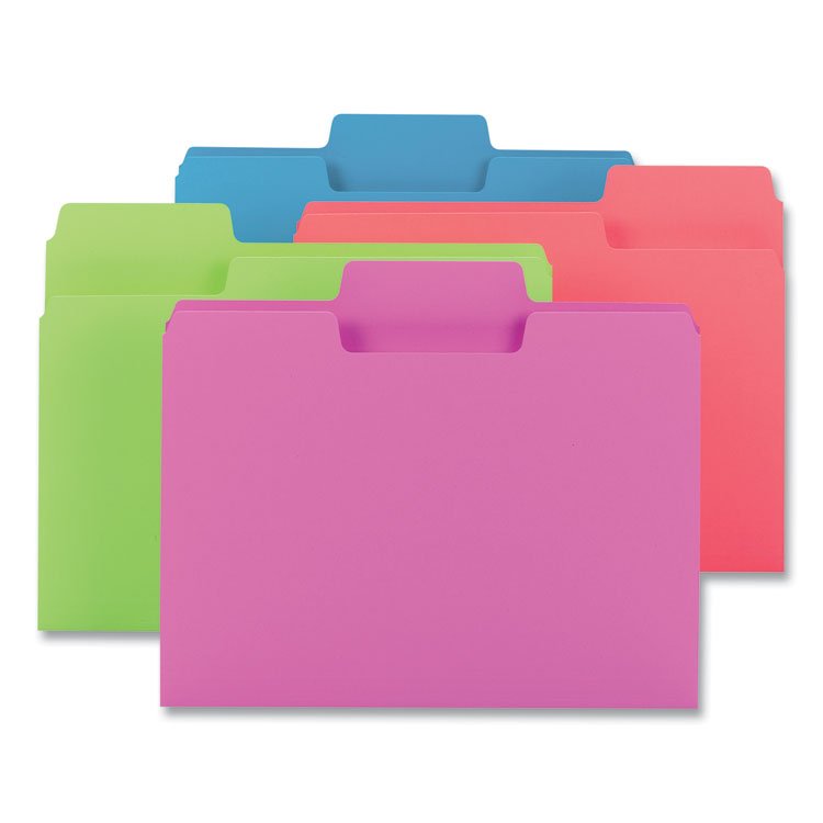 Smead SuperTab Colored File Folders, 1/3-Cut Tabs: Assorted, Letter Size, 0.75" Expansion, 11-pt Stock, Assorted Colors, 24/Pack (SMD11957)