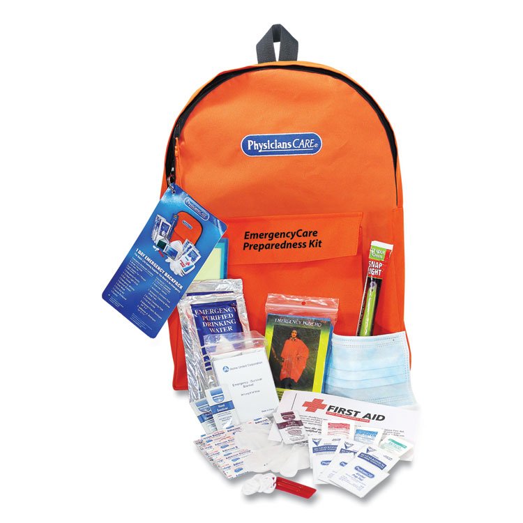 PhysiciansCare by First Aid Only Emergency Preparedness First Aid Backpack, 43 Pieces/Kit (FAO90123)