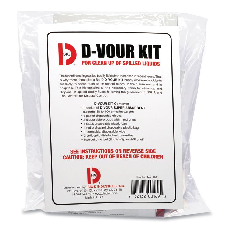 Big D Industries D'vour Clean-up Kit, Powder, All Inclusive Kit, 6/Carton (BGD169)