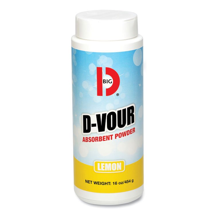 Big D Industries D-Vour Absorbent Powder, Lemon, 16 oz Canister, 6/Carton (BGD166)