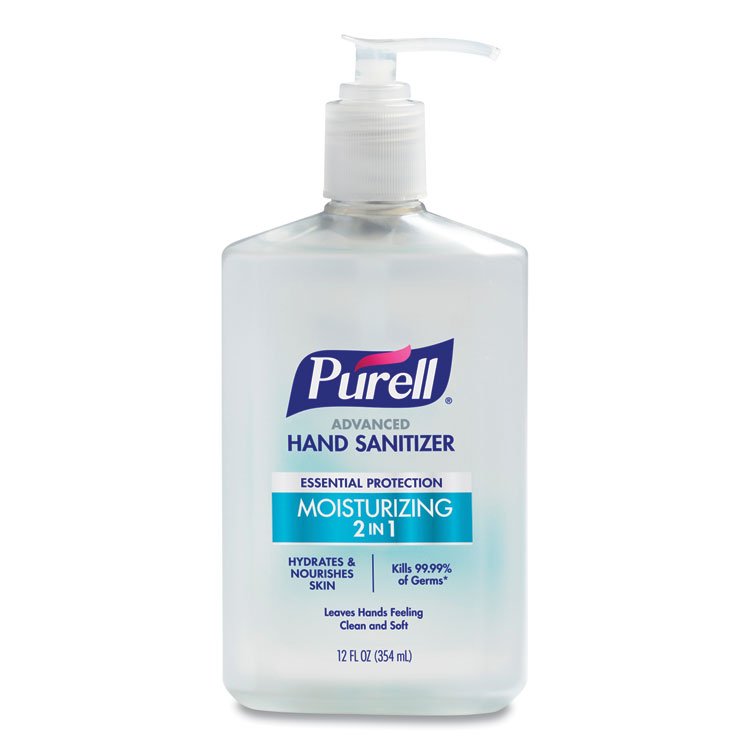 PURELL 2 in 1 Moisturizing Advanced Hand Sanitizer Gel, 12 oz Pump Bottle, Clean Scent (GOJ369812)