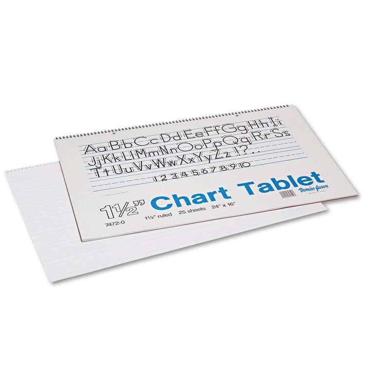 Pacon Chart Tablets, Presentation Format (1.5" Rule), 24 x 16, White, 25 Sheets (PAC74720)