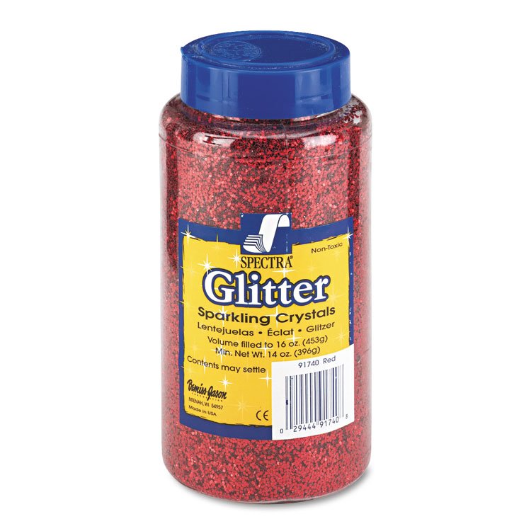 Pacon Spectra Glitter, 0.04 Hexagon Crystals, Red, 16 oz Shaker-Top Jar (PAC91740)