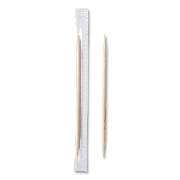AmerCareRoyal Mint Cello-Wrapped Wood Toothpicks, 2.5", Natural, 1,000/Box, 15 Boxes/Carton (RPPRM115)