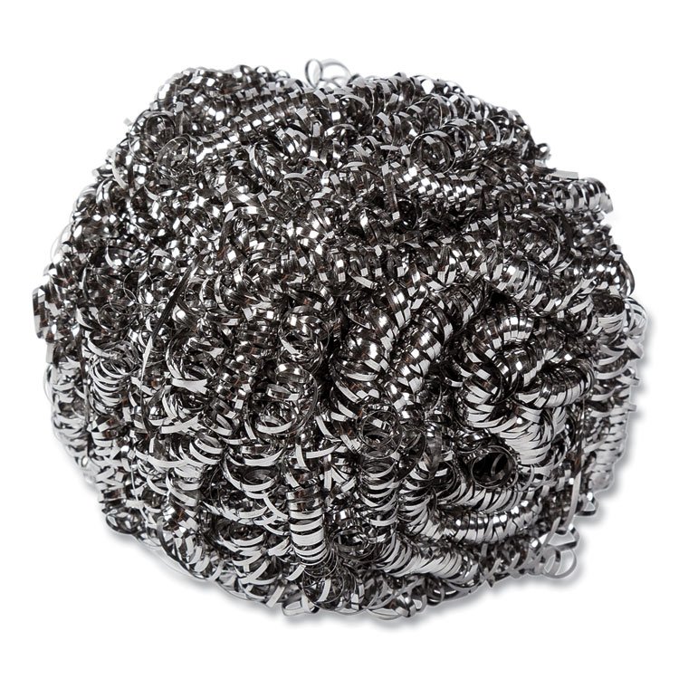 AmerCareRoyal Stainless Steel Sponge, Polybagged, 1.75 oz, Gray, 12/Pack, 6 Packs/Carton (RPPS7756)