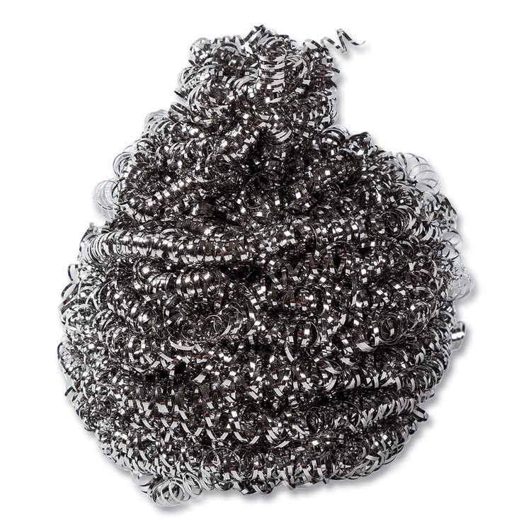 AmerCareRoyal Stainless Steel Sponge, Polybagged, 1.50 oz, Gray, 12/Pack, 12/Packs/Carton (RPPS730)