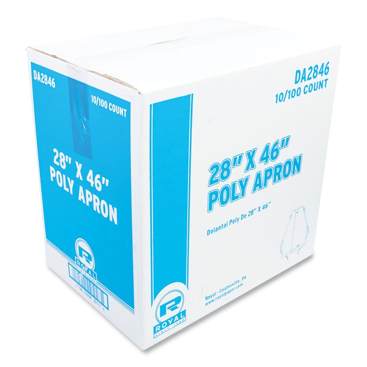 AmerCareRoyal Poly Apron, 28 x 46, One Size Fits All, White, 100/Pack, 10 Packs/Carton (RPPDA2846)