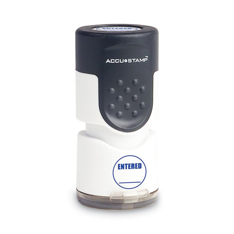ACCUSTAMP Pre-Inked Round Stamp, ENTERED, 0.63" dia, Blue (COS035656)